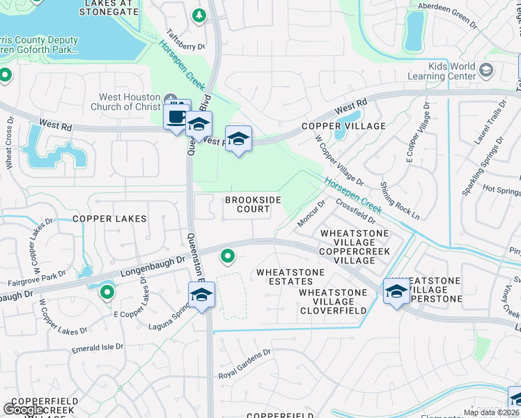 map of restaurants, bars, coffee shops, grocery stores, and more near 16622 Stoneside Drive in Houston
