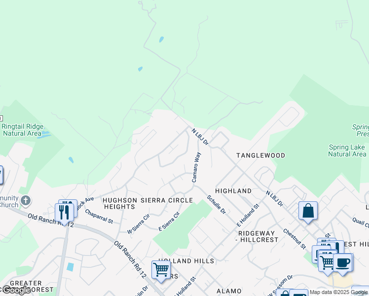 map of restaurants, bars, coffee shops, grocery stores, and more near 117-119 Cedargrove in San Marcos