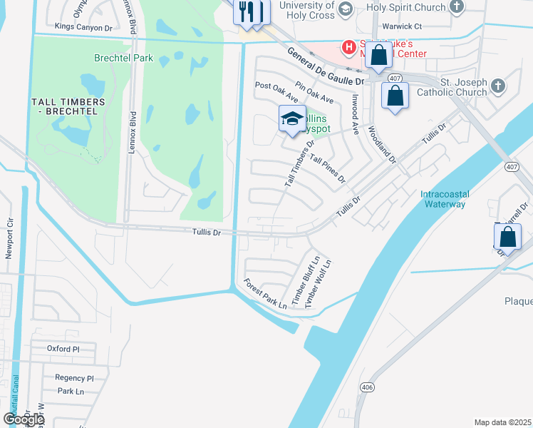 map of restaurants, bars, coffee shops, grocery stores, and more near 3762 Red Cypress Drive in New Orleans