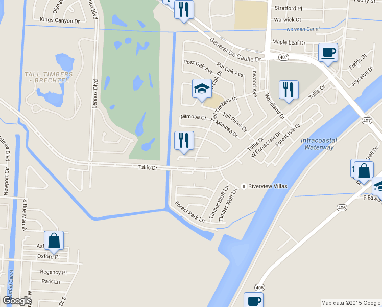 map of restaurants, bars, coffee shops, grocery stores, and more near 3532 Silver Maple Court in New Orleans