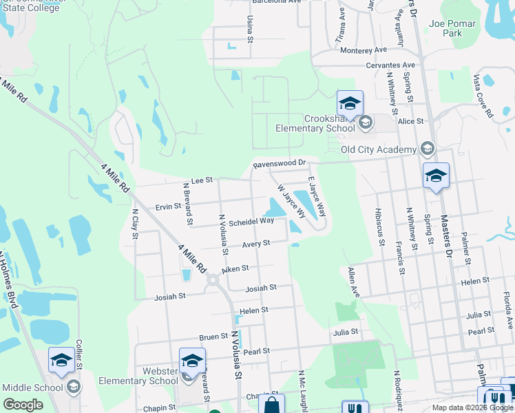 map of restaurants, bars, coffee shops, grocery stores, and more near 836 Ervin Street in St. Augustine