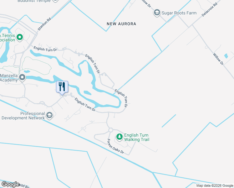 map of restaurants, bars, coffee shops, grocery stores, and more near 76 English Turn Drive in New Orleans
