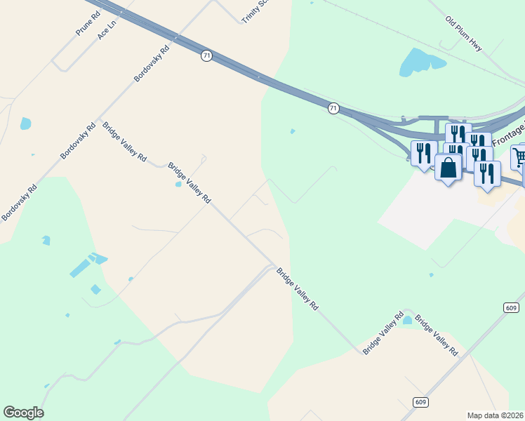 map of restaurants, bars, coffee shops, grocery stores, and more near 2728 Bridge Valley Road in La Grange