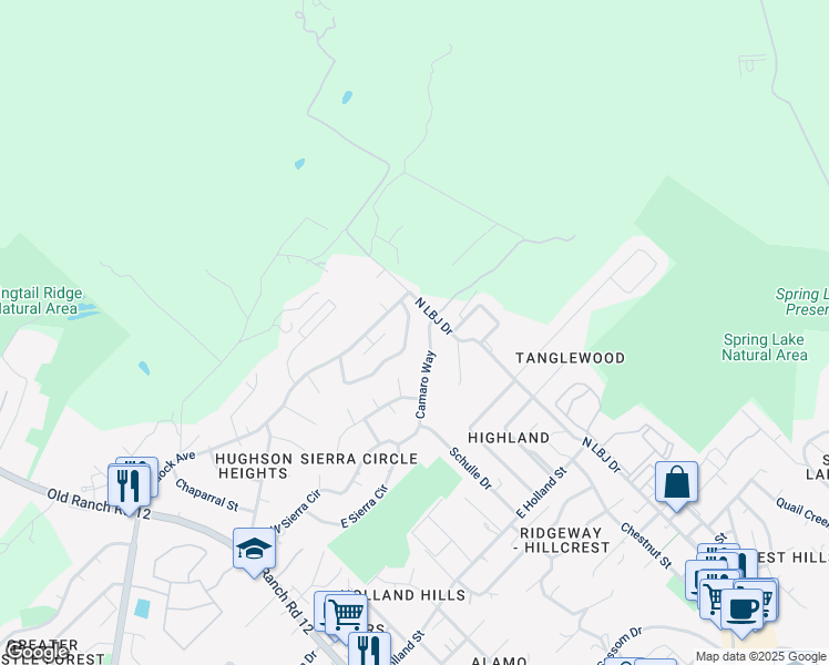 map of restaurants, bars, coffee shops, grocery stores, and more near 260 Camaro Way in San Marcos