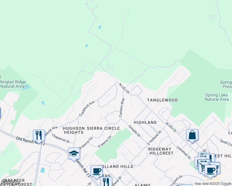 map of restaurants, bars, coffee shops, grocery stores, and more near 117-119 Cedargrove in San Marcos