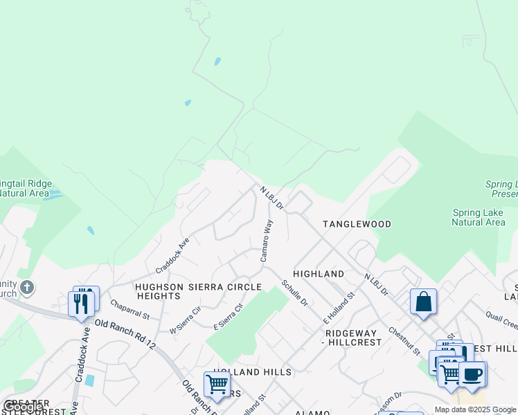 map of restaurants, bars, coffee shops, grocery stores, and more near 117-119 Cedargrove in San Marcos