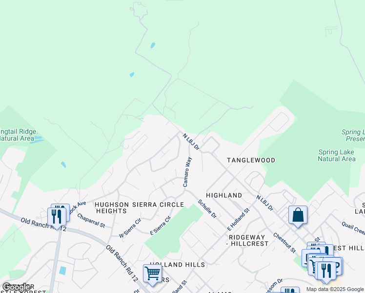 map of restaurants, bars, coffee shops, grocery stores, and more near 260 Camaro Way in San Marcos