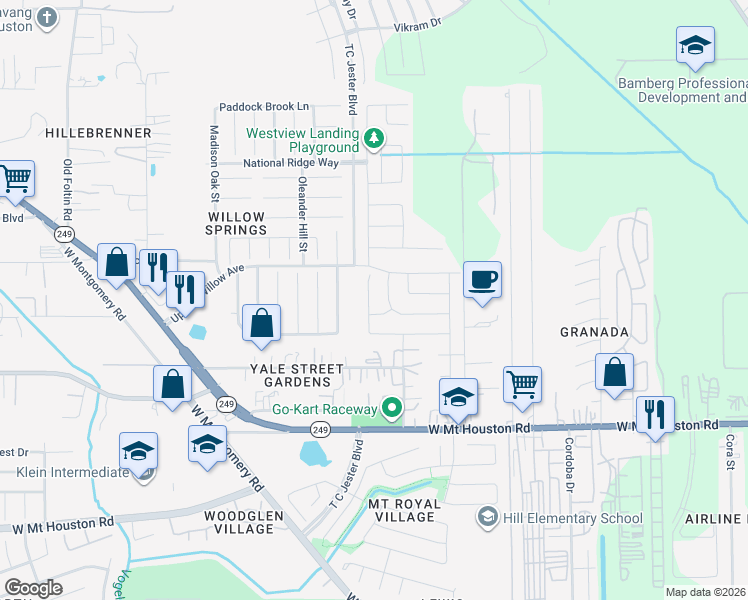 map of restaurants, bars, coffee shops, grocery stores, and more near 11646 Rosewood Forest Court in Houston
