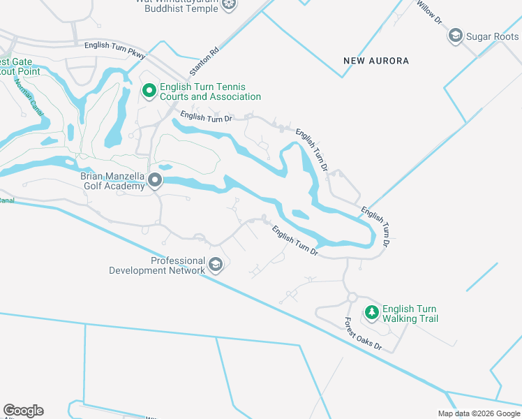 map of restaurants, bars, coffee shops, grocery stores, and more near 4 Shoal Creek Drive in New Orleans