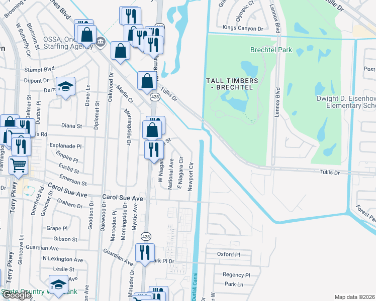 map of restaurants, bars, coffee shops, grocery stores, and more near 657 Holmes Boulevard in Terrytown