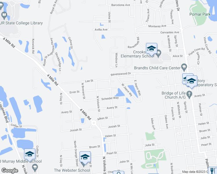 map of restaurants, bars, coffee shops, grocery stores, and more near 850 Ervin Street in St. Augustine