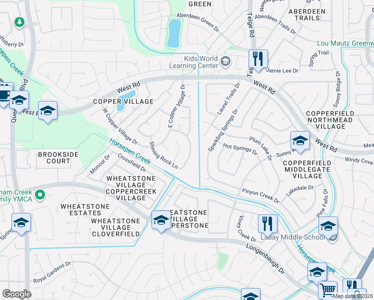 map of restaurants, bars, coffee shops, grocery stores, and more near 8222 Polished Stone Circle in Houston