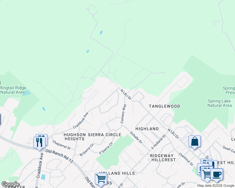 map of restaurants, bars, coffee shops, grocery stores, and more near 806 Sagewood Trail in San Marcos