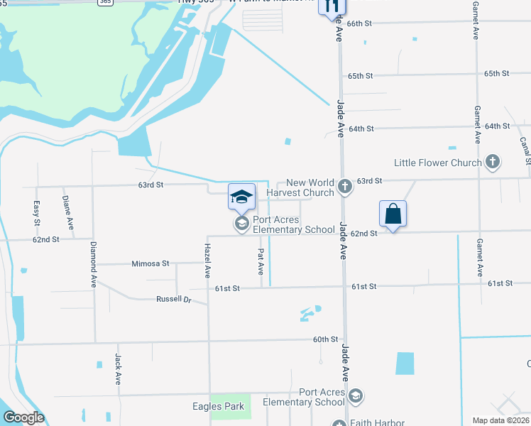 map of restaurants, bars, coffee shops, grocery stores, and more near 2890 Solomon Street in Port Arthur