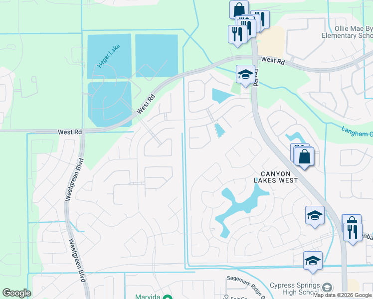 map of restaurants, bars, coffee shops, grocery stores, and more near 8603 Shawnee Forest Drive in Harris County