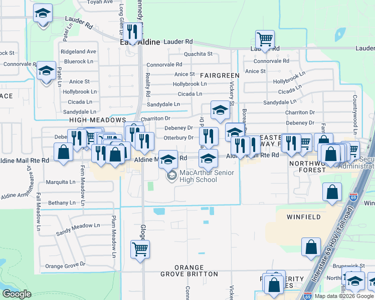 map of restaurants, bars, coffee shops, grocery stores, and more near in Harris County