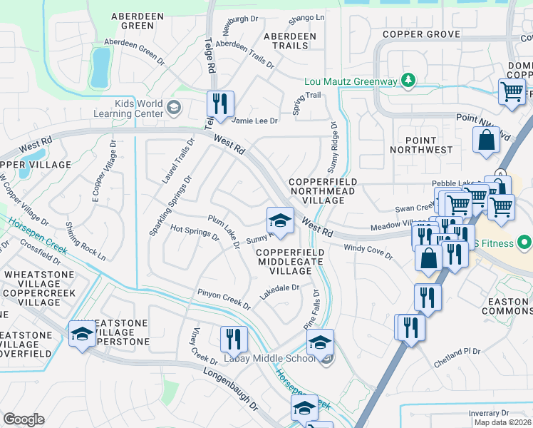 map of restaurants, bars, coffee shops, grocery stores, and more near 8446 Greenleaf Lake Drive in Houston