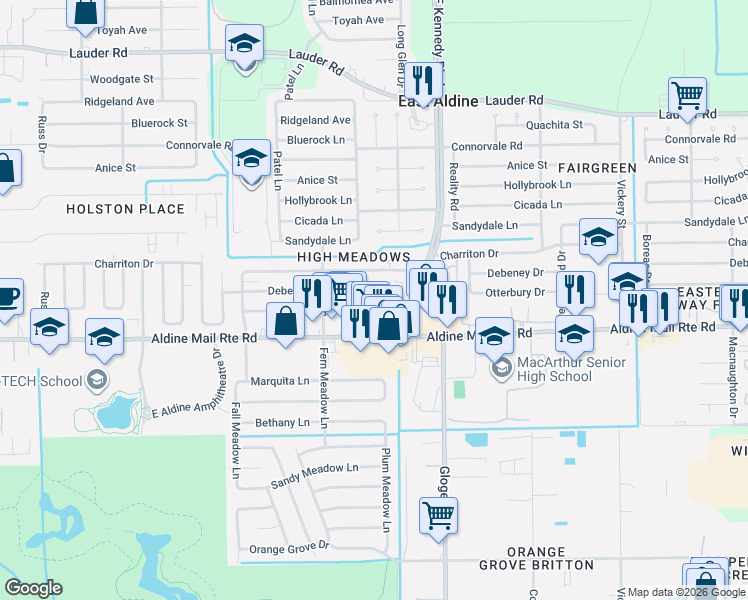 map of restaurants, bars, coffee shops, grocery stores, and more near 3926 Otterbury Drive in Houston