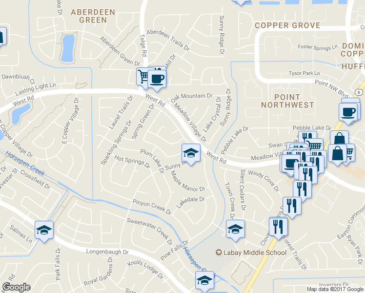map of restaurants, bars, coffee shops, grocery stores, and more near 8446 Greenleaf Lake Drive in Houston