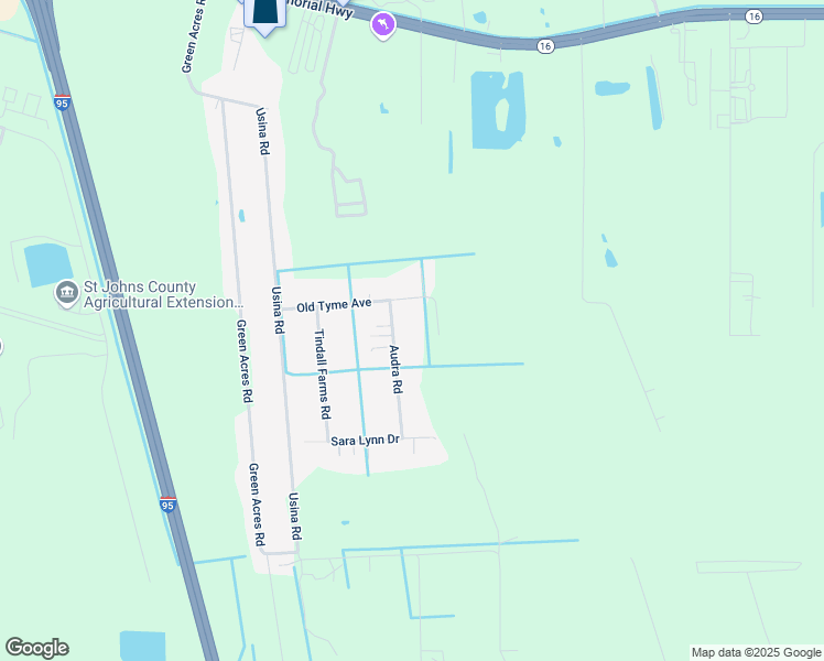 map of restaurants, bars, coffee shops, grocery stores, and more near 3224 Audra Rd in St Augustine