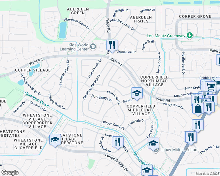 map of restaurants, bars, coffee shops, grocery stores, and more near 8310 Lake Crystal Dr in Houston