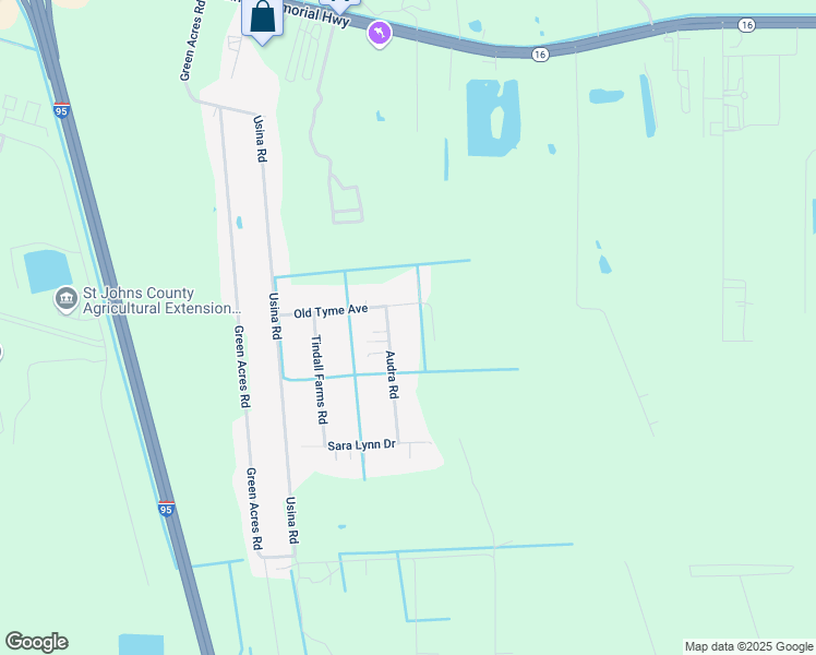 map of restaurants, bars, coffee shops, grocery stores, and more near 3224 Audra Road in St. Augustine