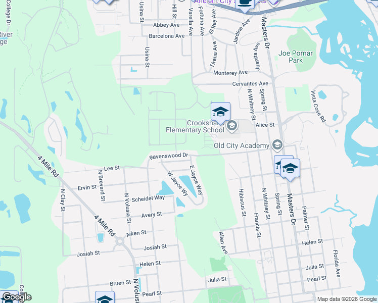 map of restaurants, bars, coffee shops, grocery stores, and more near 446 Ravenswood Drive in St. Augustine