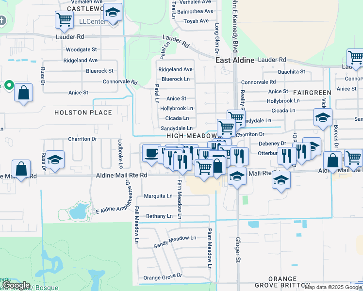 map of restaurants, bars, coffee shops, grocery stores, and more near 3802 Debeney Drive in Houston