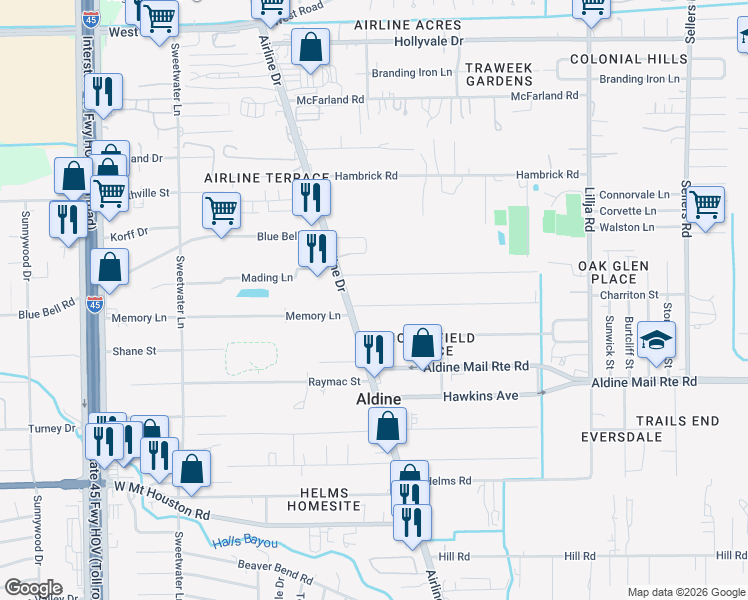 map of restaurants, bars, coffee shops, grocery stores, and more near 206 Holtman Street in Houston