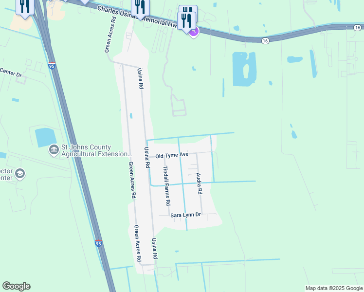 map of restaurants, bars, coffee shops, grocery stores, and more near 2056 Old Tyme Avenue in St. Augustine