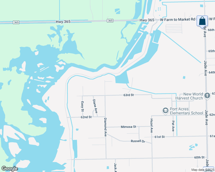 map of restaurants, bars, coffee shops, grocery stores, and more near 6440 Diamond Avenue in Port Arthur