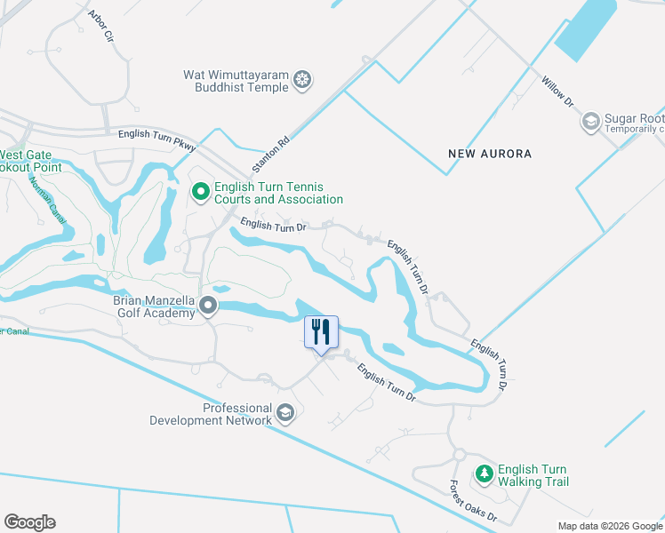 map of restaurants, bars, coffee shops, grocery stores, and more near 15 Muirfield Place in New Orleans