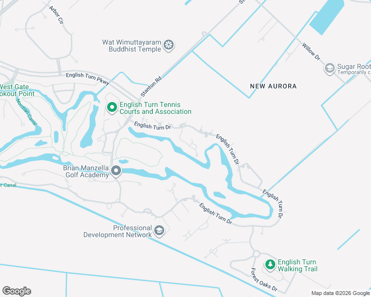 map of restaurants, bars, coffee shops, grocery stores, and more near 15 Muirfield Place in New Orleans