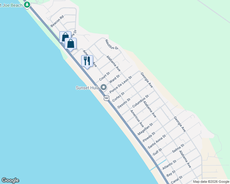 map of restaurants, bars, coffee shops, grocery stores, and more near 211 Cortez Street in Port Saint Joe
