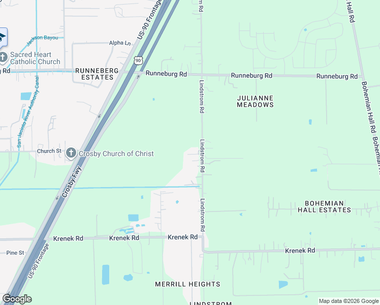 map of restaurants, bars, coffee shops, grocery stores, and more near 15223 Lindstrom Road in Crosby