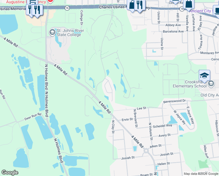 map of restaurants, bars, coffee shops, grocery stores, and more near 1456 Stockbridge Lane in St. Augustine