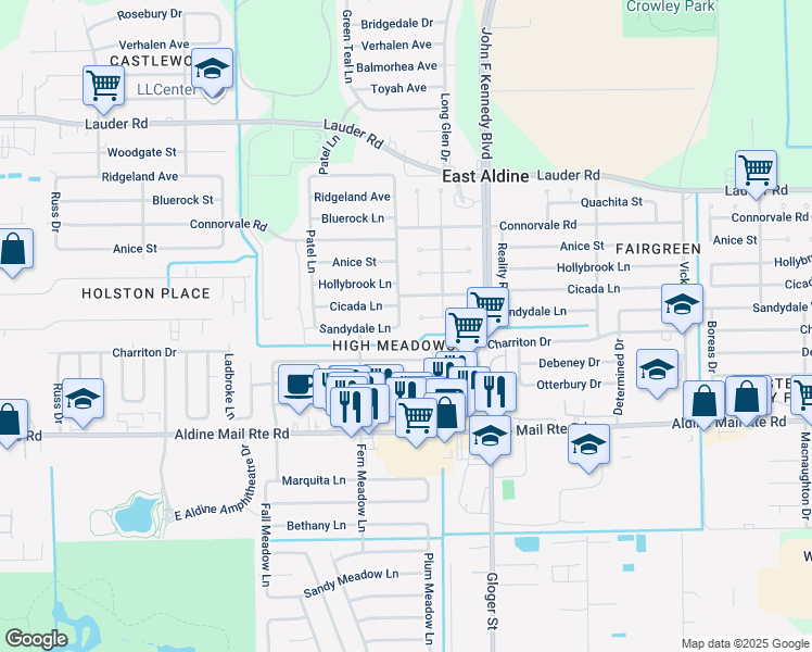 map of restaurants, bars, coffee shops, grocery stores, and more near 12607 Plum Meadow Lane in Houston