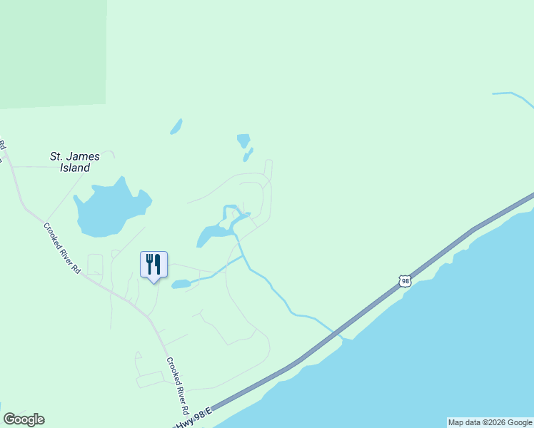 map of restaurants, bars, coffee shops, grocery stores, and more near 313 Royal Tern Way in Carrabelle