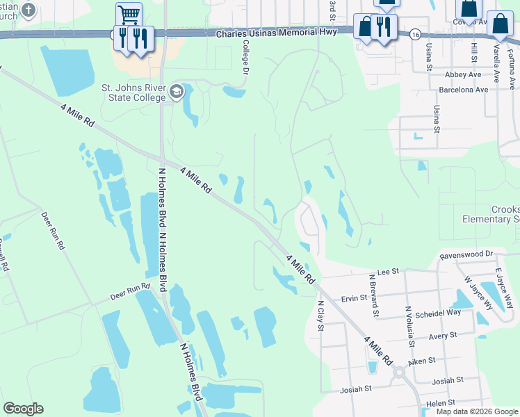 map of restaurants, bars, coffee shops, grocery stores, and more near 1757 Keswick Road in St. Augustine