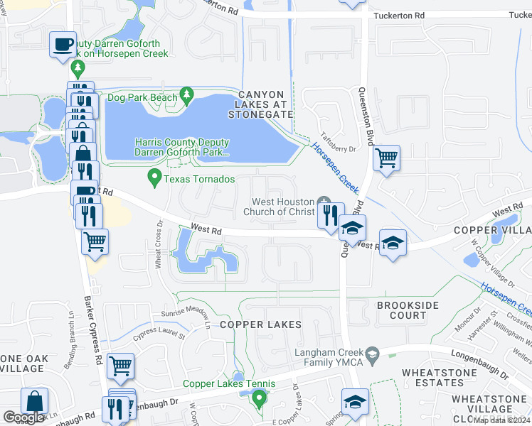 map of restaurants, bars, coffee shops, grocery stores, and more near 8702 Preston Field Ln in Houston