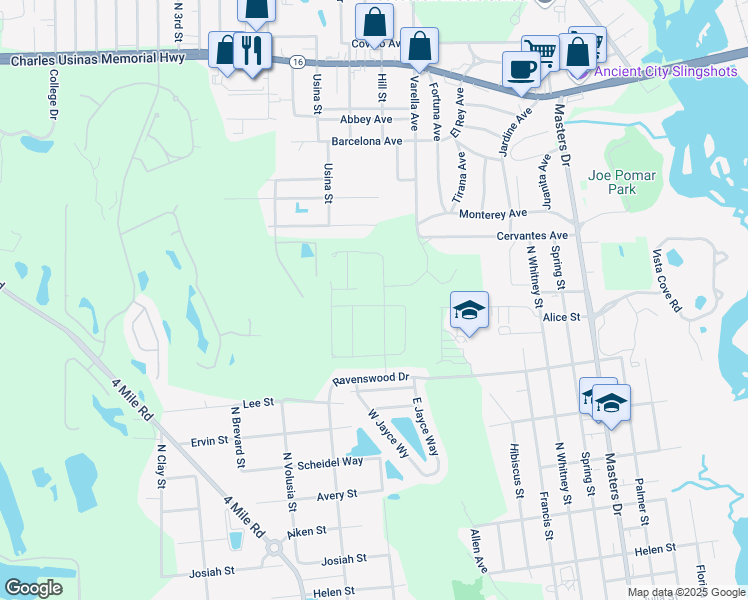 map of restaurants, bars, coffee shops, grocery stores, and more near 51 Crookshank Drive in St. Augustine