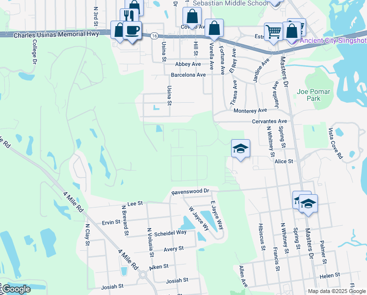 map of restaurants, bars, coffee shops, grocery stores, and more near 64 Crookshank Drive in St. Augustine