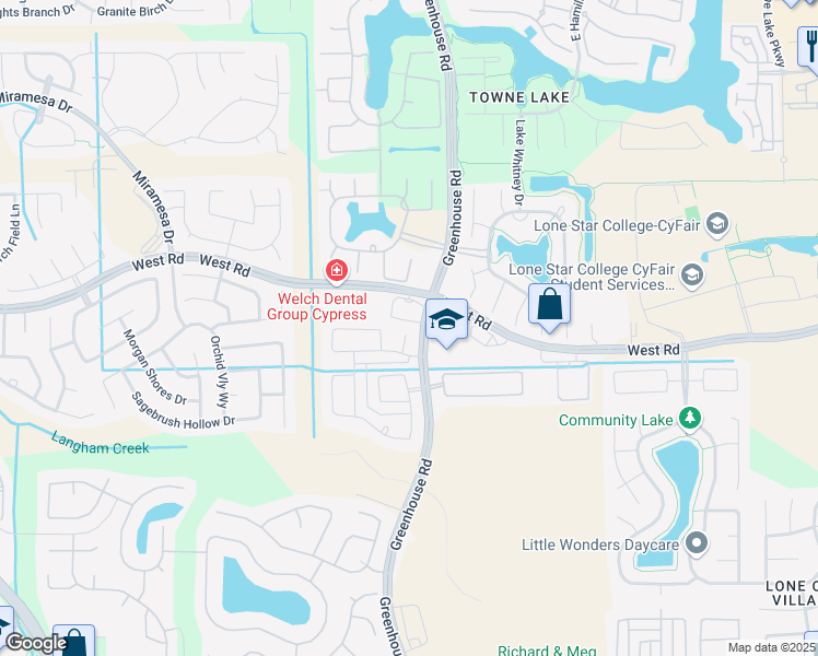 map of restaurants, bars, coffee shops, grocery stores, and more near 9022 Texas Lantana Court in Cypress