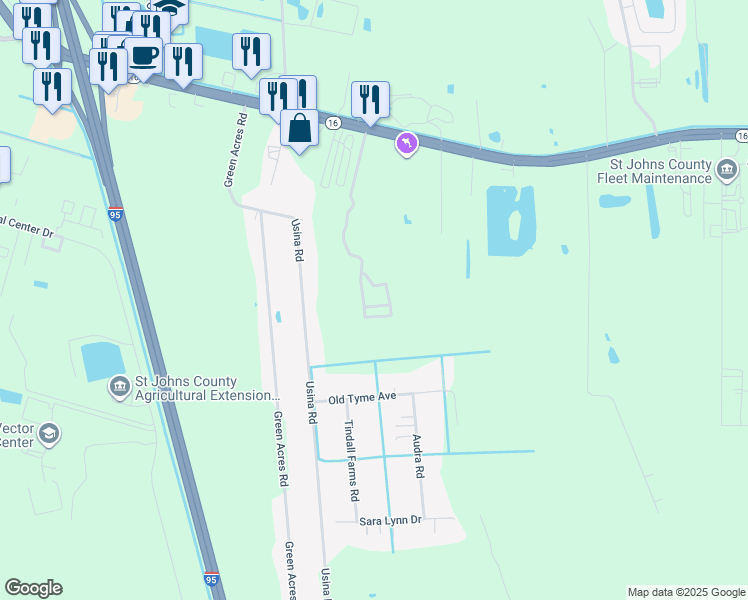 map of restaurants, bars, coffee shops, grocery stores, and more near 260 Old Village Center Circle in St. Augustine