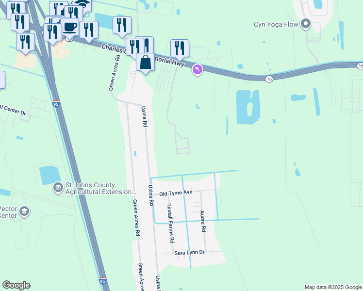map of restaurants, bars, coffee shops, grocery stores, and more near 260 Old Village Center Circle in St. Augustine