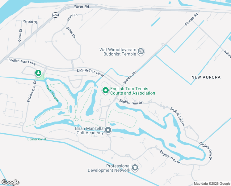 map of restaurants, bars, coffee shops, grocery stores, and more near 3 Bear Creek Drive in New Orleans
