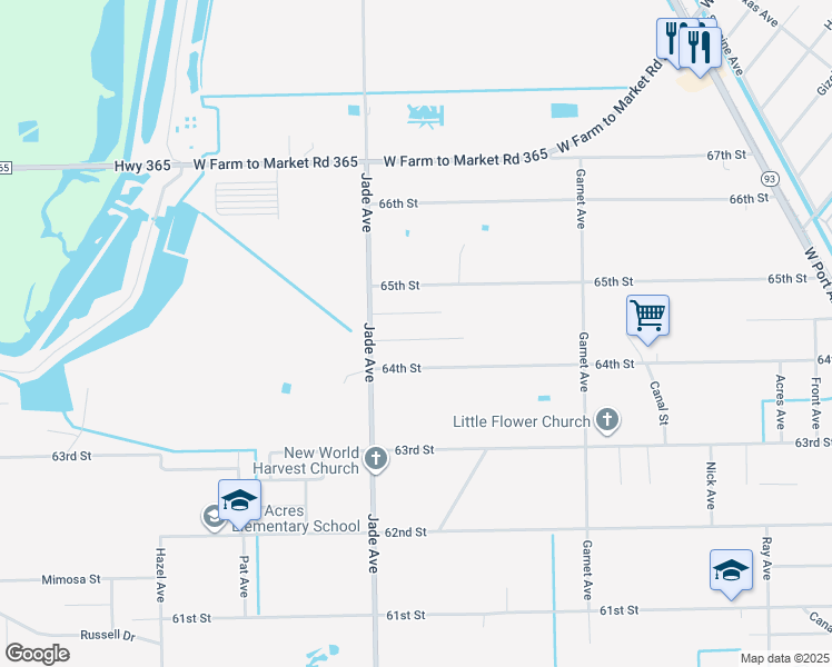 map of restaurants, bars, coffee shops, grocery stores, and more near 2747 Susie Street in Port Arthur
