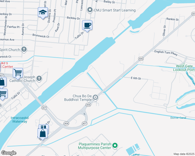 map of restaurants, bars, coffee shops, grocery stores, and more near 3681 Bennett Street in New Orleans