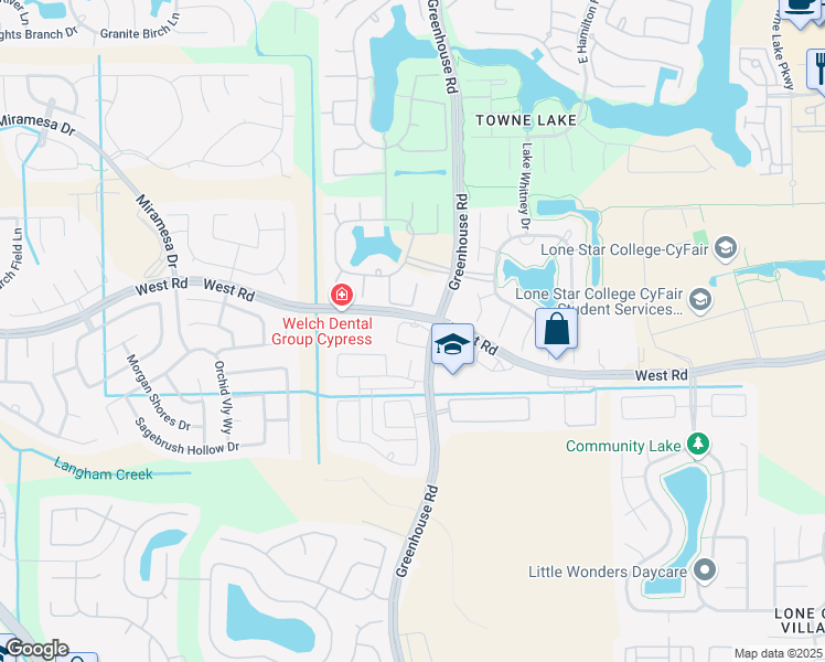 map of restaurants, bars, coffee shops, grocery stores, and more near 9022 Texas Lantana Court in Cypress