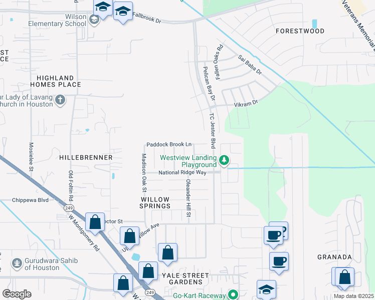 map of restaurants, bars, coffee shops, grocery stores, and more near 12030 Chelsea Elm Court in Houston